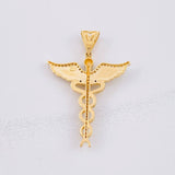 Dije Caduceo Alas 5.65g / 1 3/4 in Dos Oros Amarillo Blanco 18K