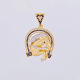 Dije Herradura Caballo 12.6g / 1 1/2 in Dos Oros Amarillo Blanco 18K