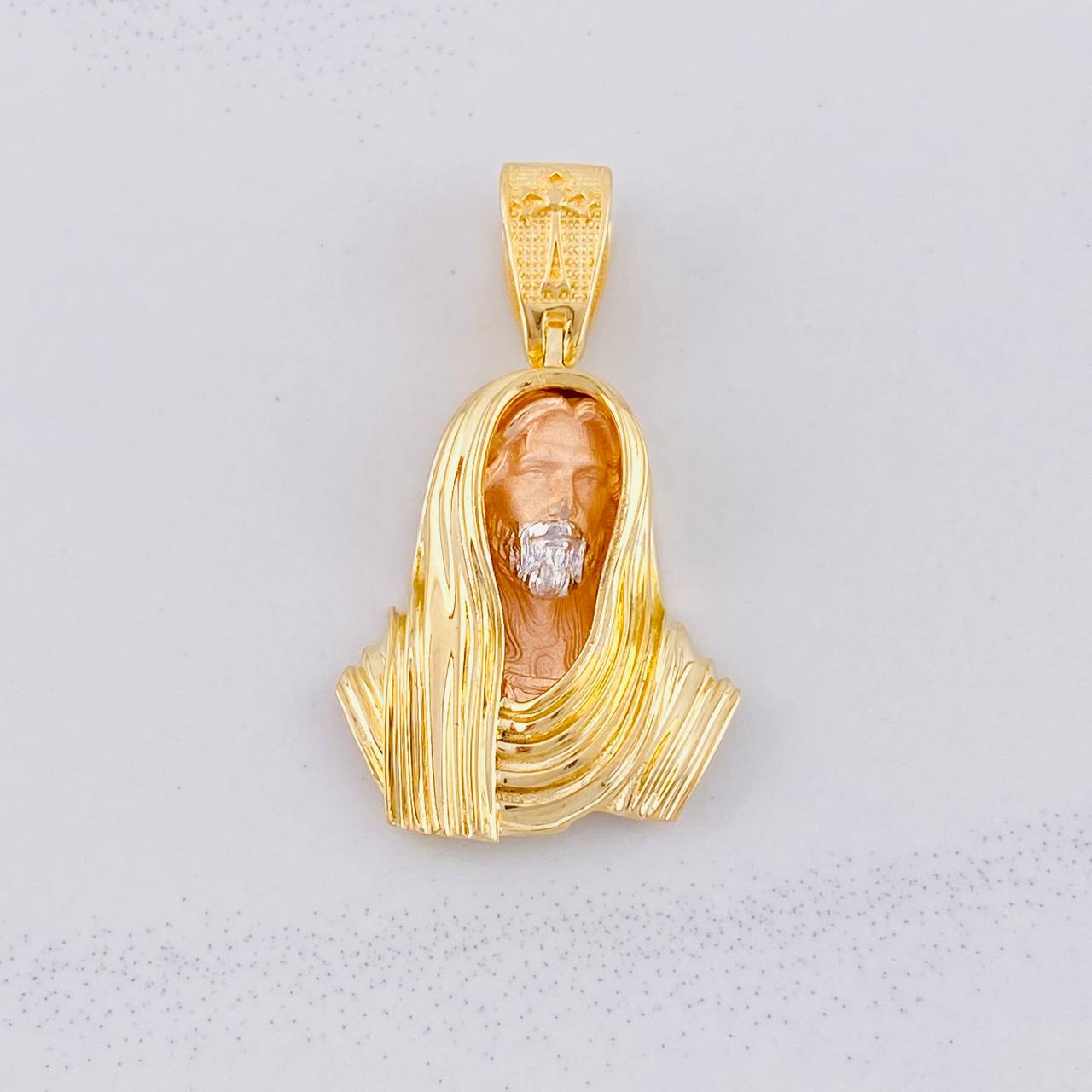 Christ Face Pendant 10g / 1 1/2 in Tri-Color Gold 18K