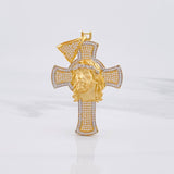 Dije Cruz Rostro de Cristo 14.05g / 2 1/2 in Dos Oros Amarillo Blanco 18K