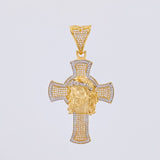 Dije Cruz Rostro de Cristo 14.05g / 2 1/2 in Dos Oros Amarillo Blanco 18K