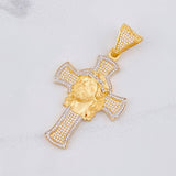 Dije Cruz Rostro de Cristo 14.05g / 2 1/2 in Dos Oros Amarillo Blanco 18K
