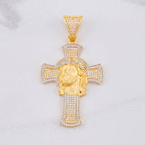 Dije Cruz Rostro de Cristo 14.05g / 2 1/2 in Dos Oros Amarillo Blanco 18K