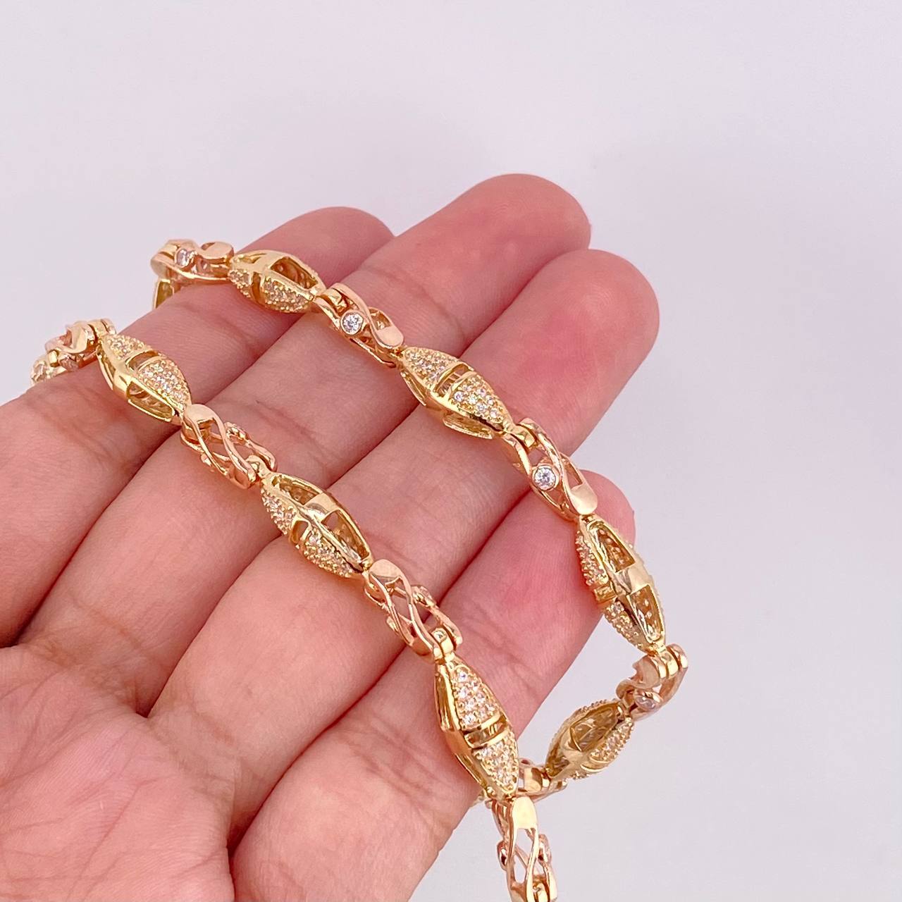 Cadena Rustica Rombo 56.4g / 26 in / 5.9mm Dos Oros Amarillo Rosa 18K