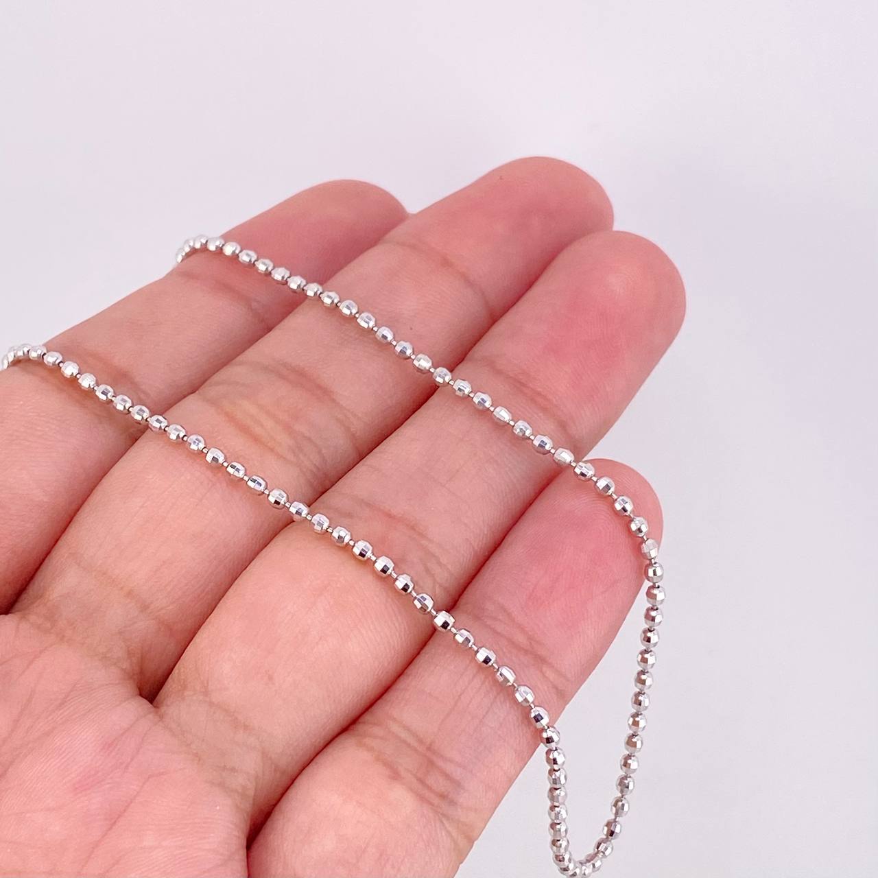 Cadena Militar Diamantada 6.4g / 18 in / 1.7mm Oro Blanco 18K