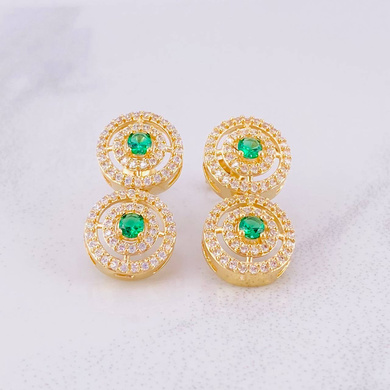 Circular Tennis Stud Earrings Pendant 5.65g / in / 10mm Yellow Gold 18K