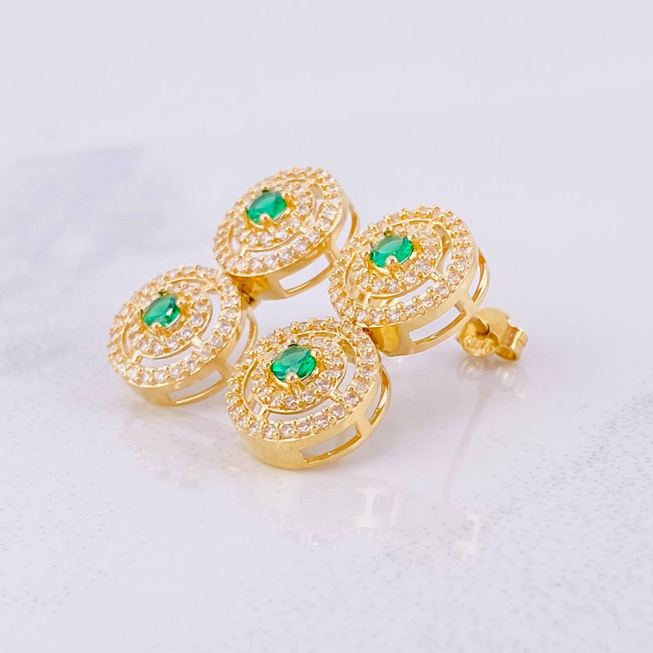 Circular Tennis Stud Earrings Pendant 5.65g / in / 10mm Yellow Gold 18K