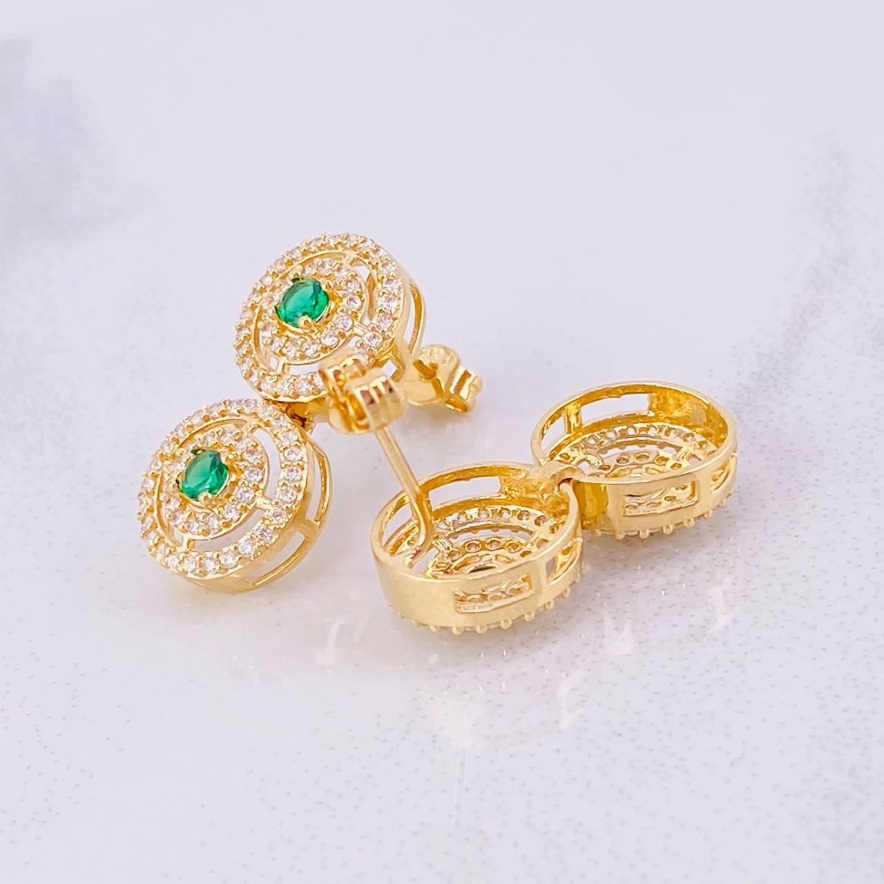 Circular Tennis Stud Earrings Pendant 5.65g / in / 10mm Yellow Gold 18K