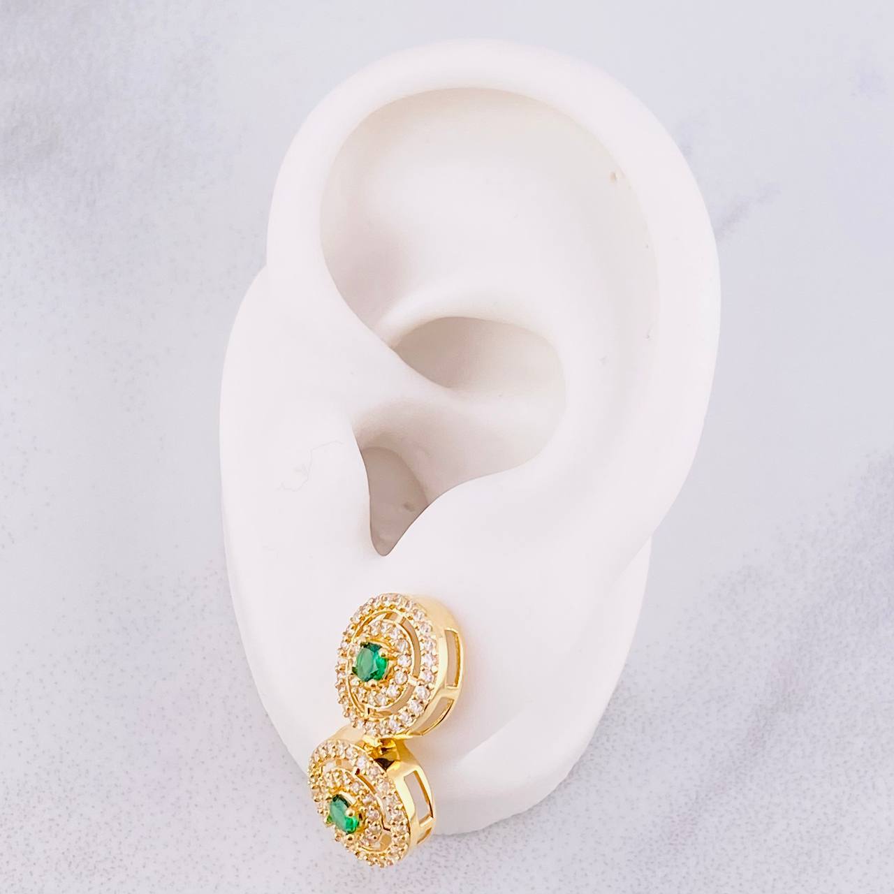 Circular Tennis Stud Earrings Pendant 5.65g / in / 10mm Yellow Gold 18K