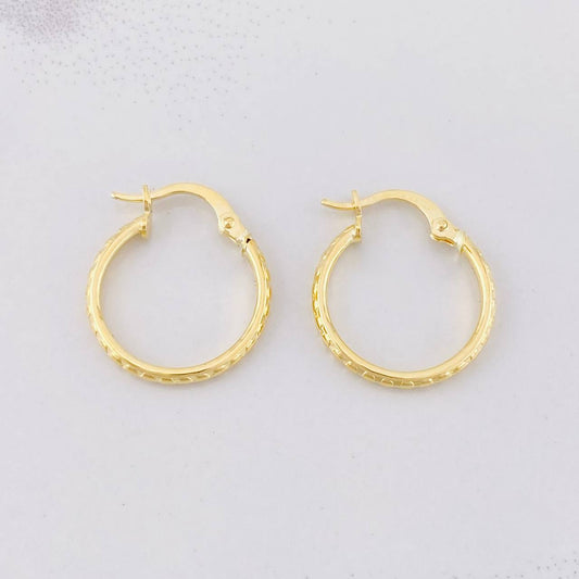 Candongas Serpiente Texturizada 1.2g / 3/4 in Oro Amarillo 18K