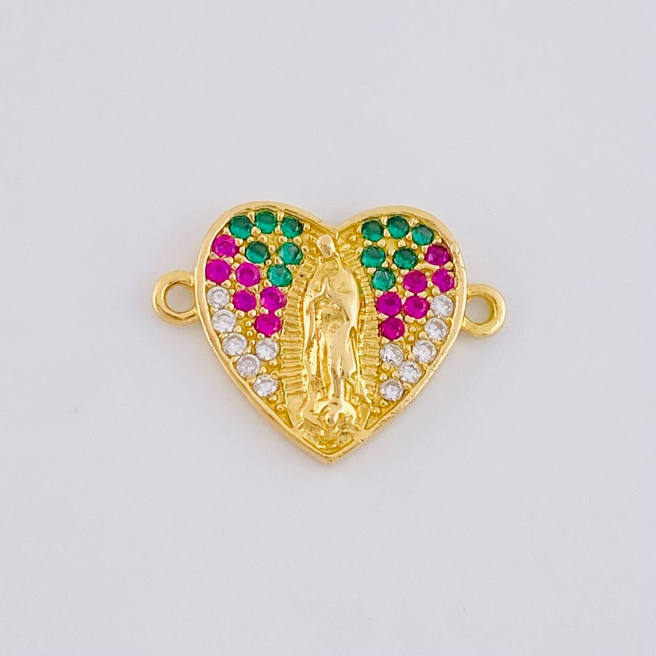 Herraje Corazon Virgen Guadalupe 2.1g / 3/4 in Oro Amarillo 18K