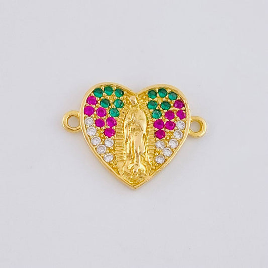 Charm Heart Virgin Guadalupe 2.1g / 3/4 in 18K Yellow Gold