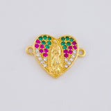 Herraje Corazon Virgen Guadalupe 2.1g / 3/4 in Oro Amarillo 18K
