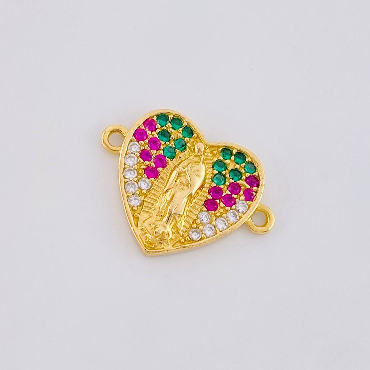Herraje Corazon Virgen Guadalupe 2.1g / 3/4 in Oro Amarillo 18K