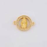 Herraje Circular Virgen Guadalupe Tupida 2.1g / 3/4 in Oro Amarillo 18K