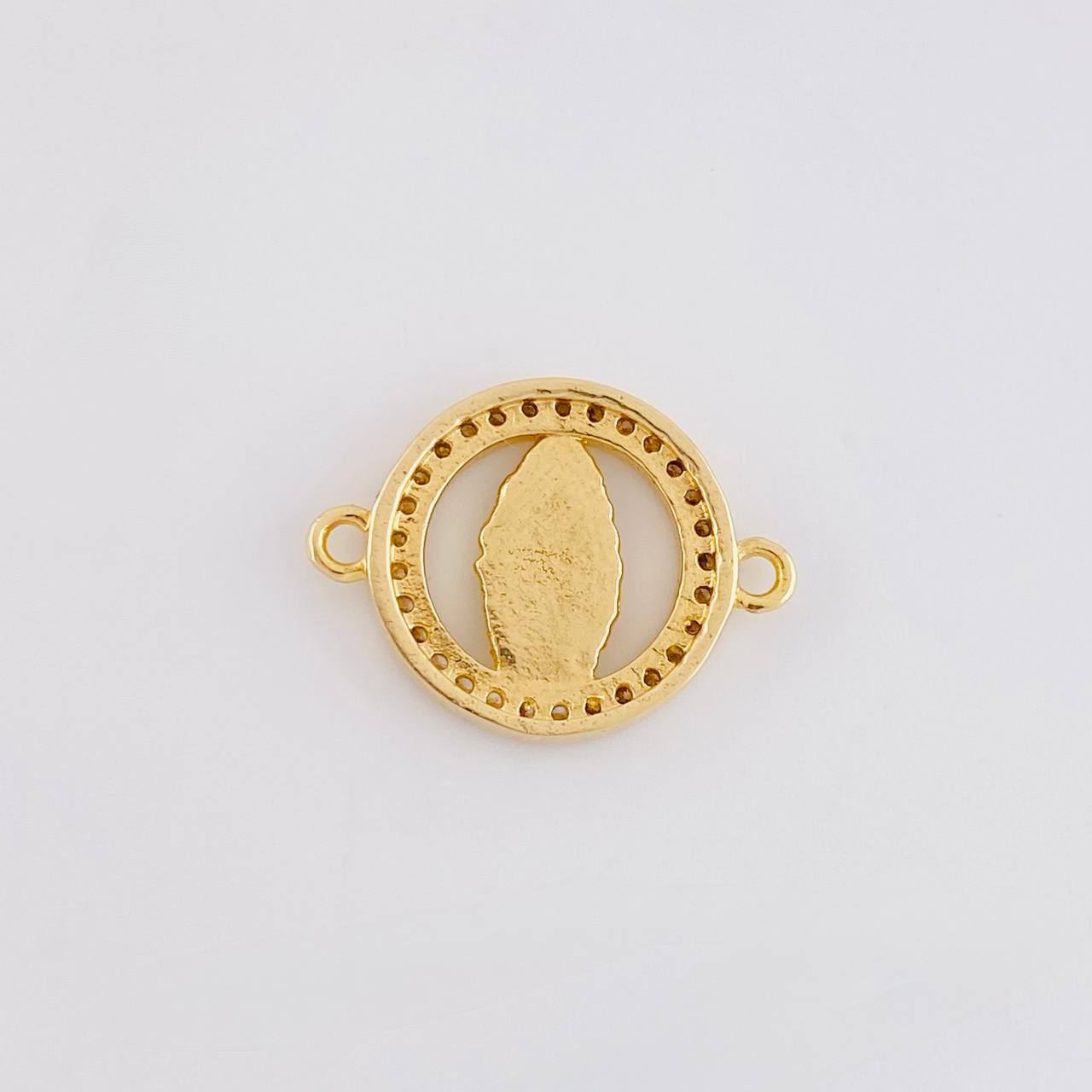 Herraje Circular Virgen Guadalupe Tupida 2.1g / 3/4 in Oro Amarillo 18K