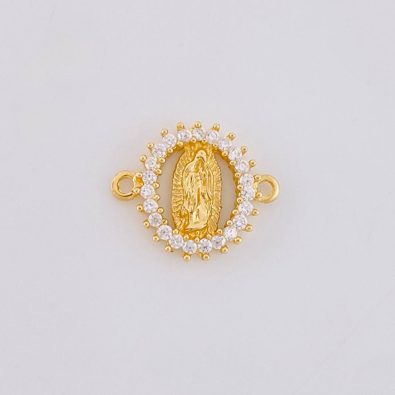 Herraje Circular Chispa Virgen Guadalupe 1.2g / 1/2 in Oro Amarillo 18K