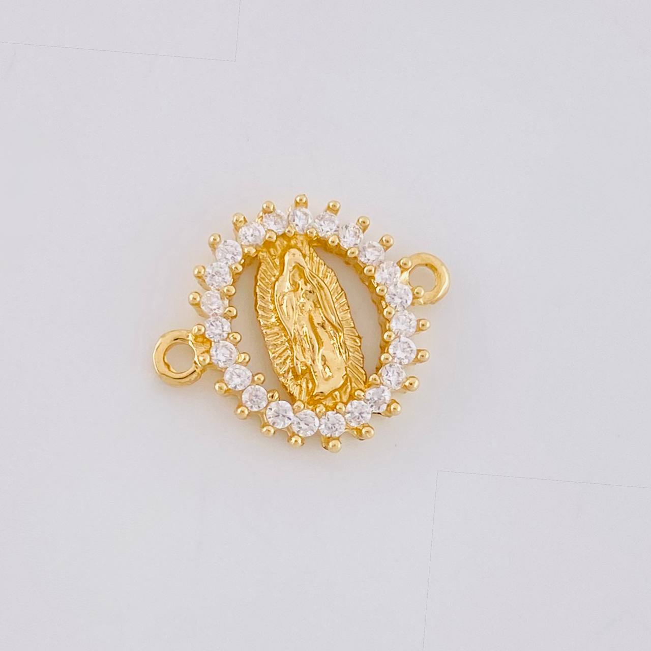 Herraje Circular Chispa Virgen Guadalupe 1.2g / 1/2 in Oro Amarillo 18K