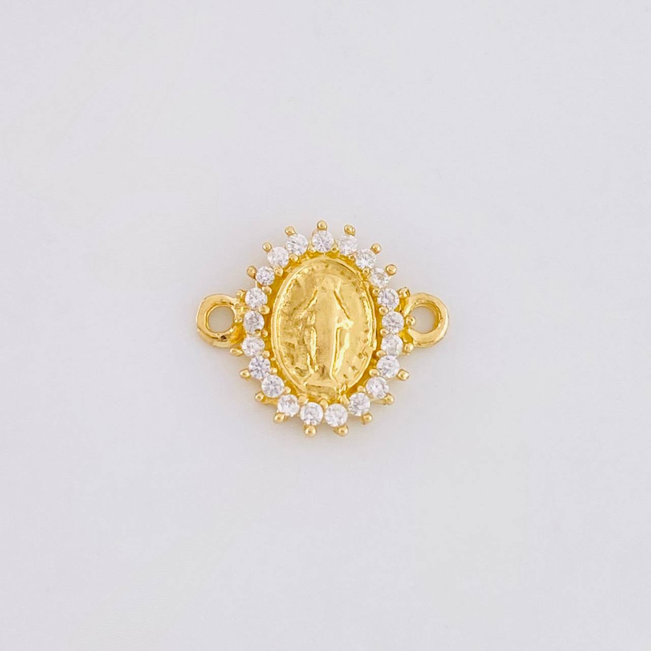 Herraje Circular Chispa Virgen Guadalupe 0.75g / 1/2 in Oro Amarillo 18K