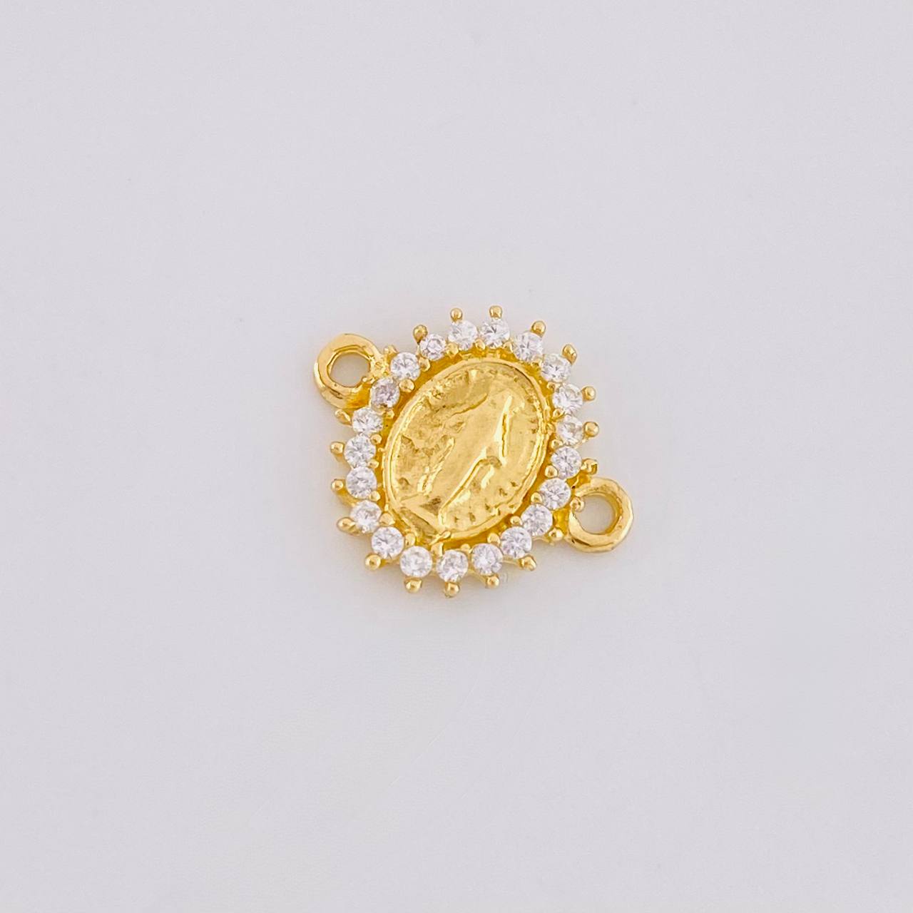 Herraje Circular Chispa Virgen Guadalupe 0.75g / 1/2 in Oro Amarillo 18K