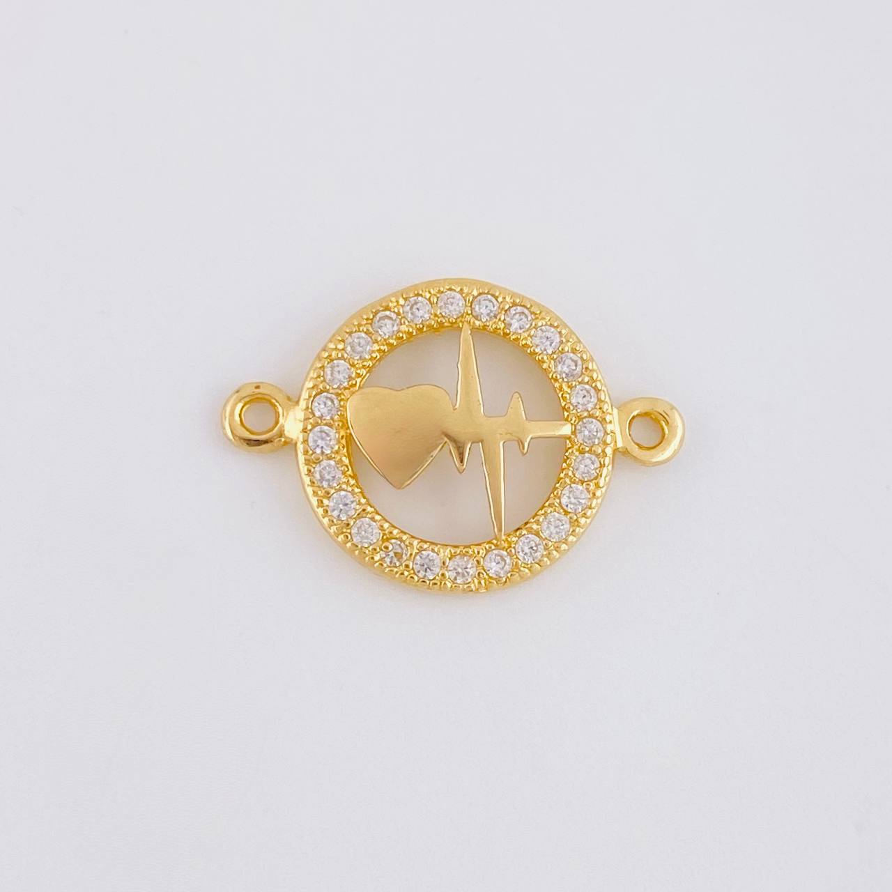 Herraje Circular Latido Corazon Tupido 1.65g / 3/4 in Oro Amarillo 18K