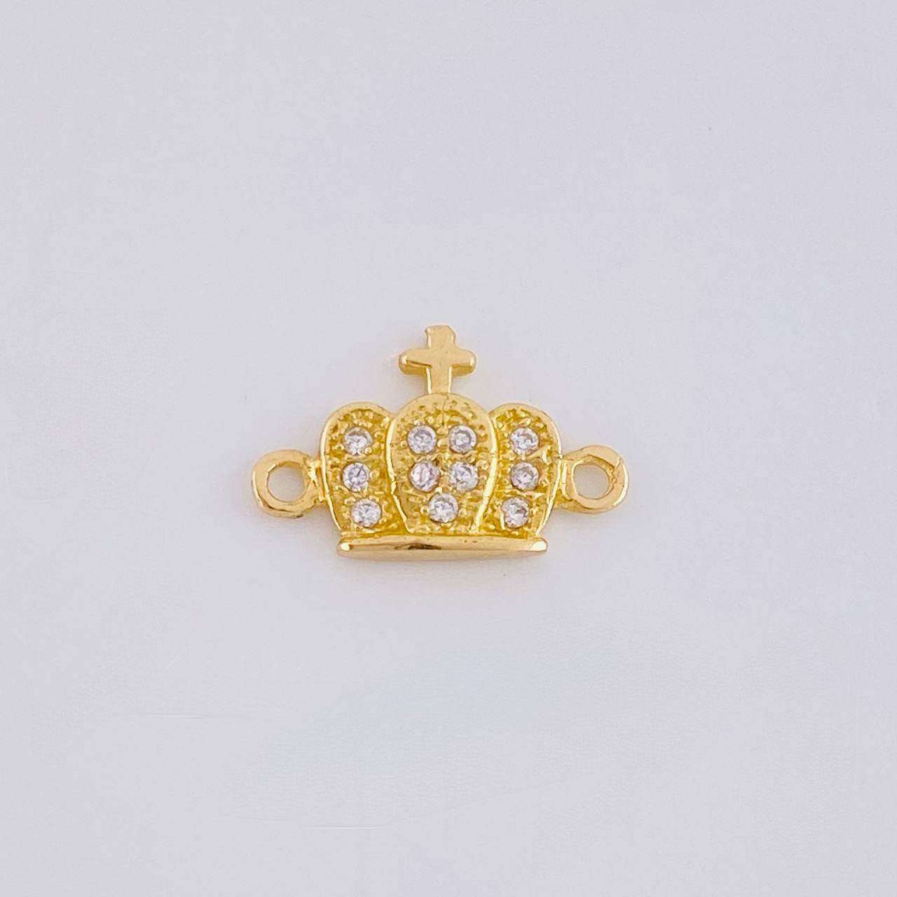 Herraje Corona Tupida Cruz 0.7g / 1/2 in Oro Amarillo 18K