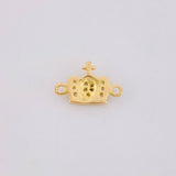 Herraje Corona Tupida Cruz 0.7g / 1/2 in Oro Amarillo 18K