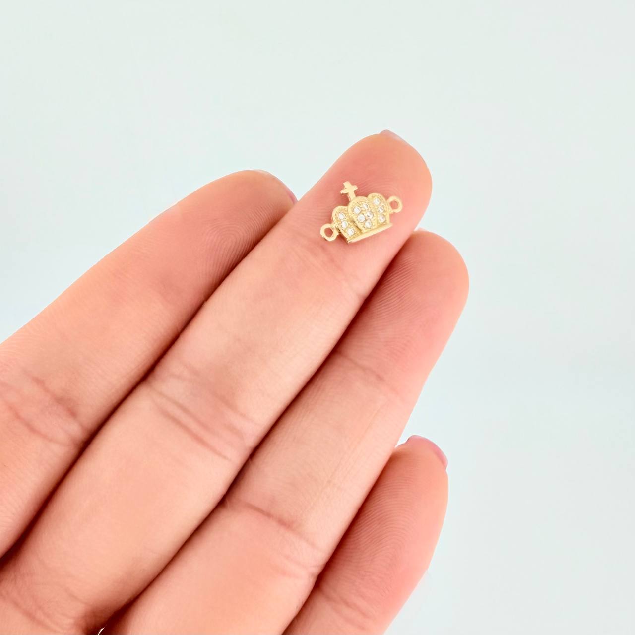 Herraje Corona Tupida Cruz 0.7g / 1/2 in Oro Amarillo 18K