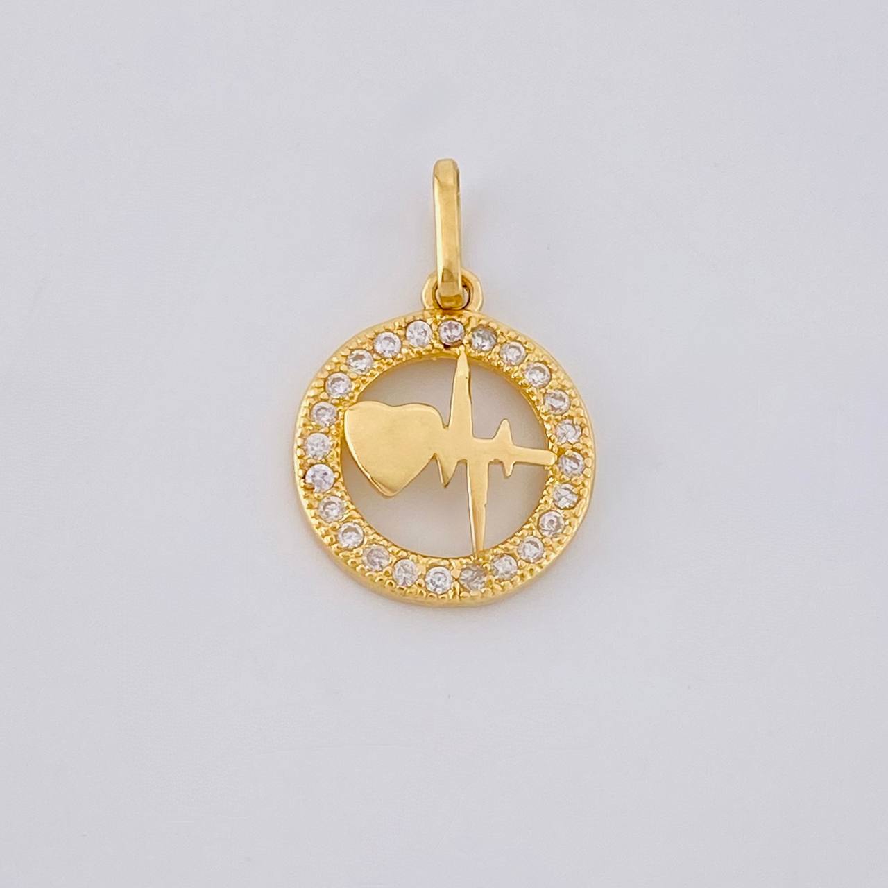 Dije Circular Latido Corazon Tupido 1.65g / 3/4 in Oro Amarillo 18K