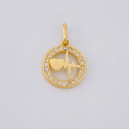 Dije Circular Latido Corazon Tupido 1.65g / 3/4 in Oro Amarillo 18K