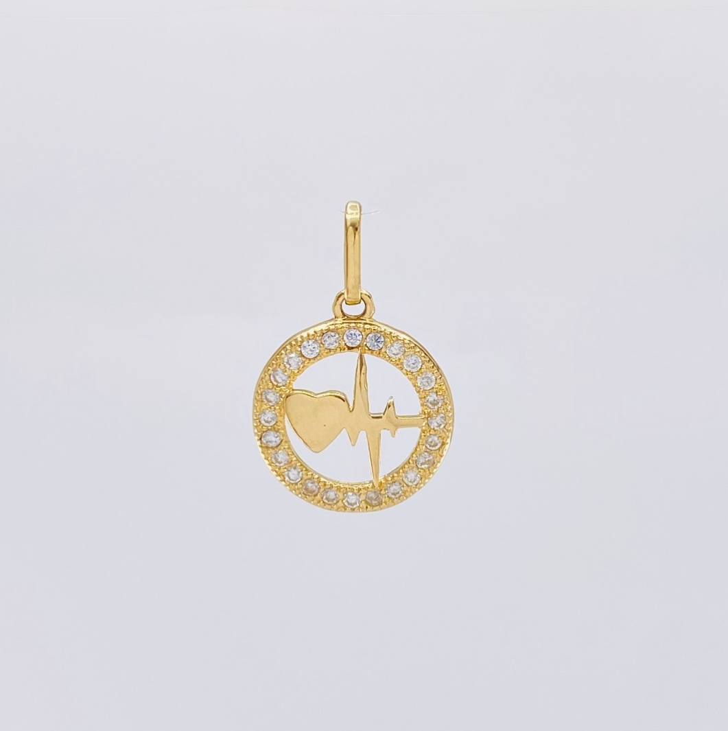 Dije Circular Latido Corazon Tupido 1.65g / 3/4 in Oro Amarillo 18K