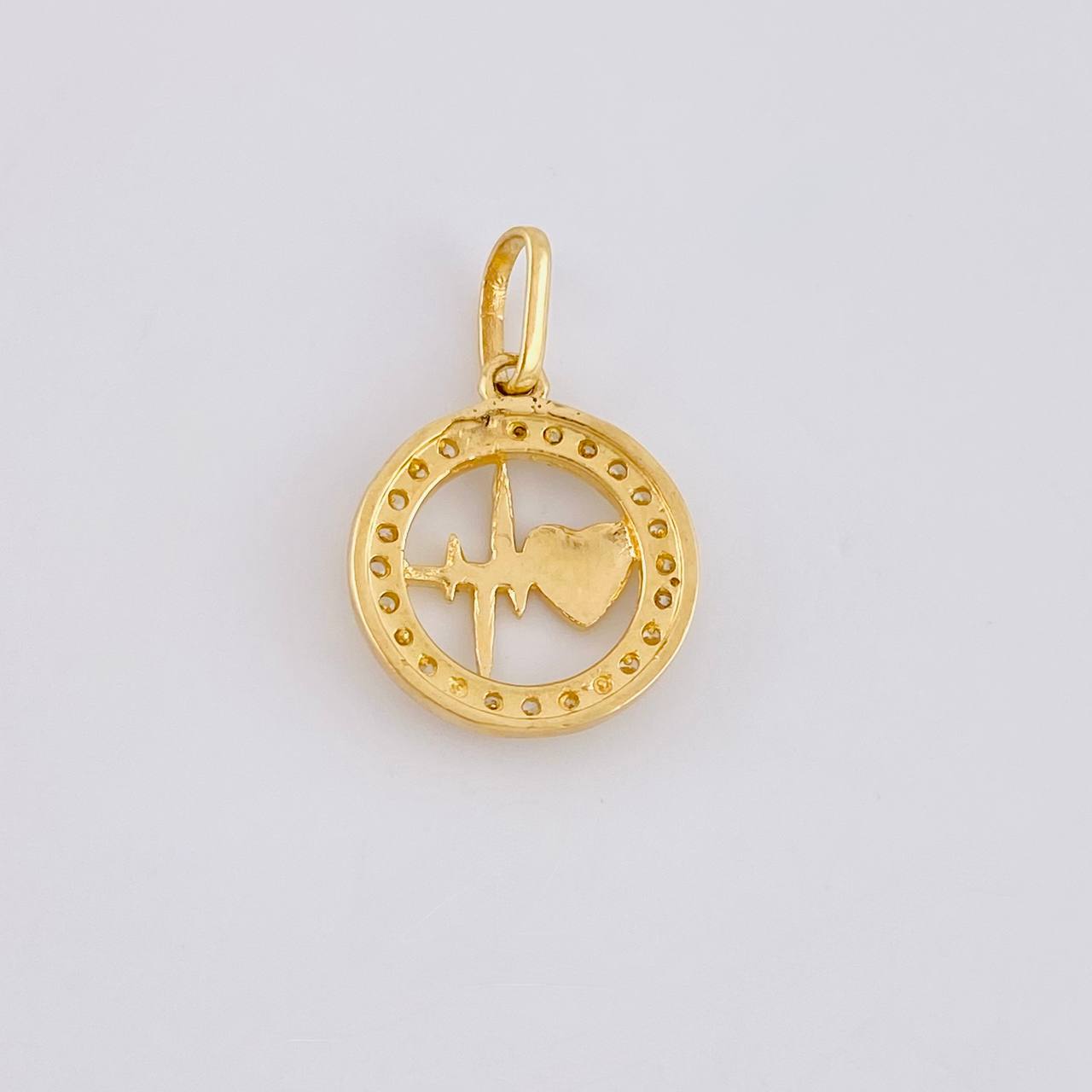 Dije Circular Latido Corazon Tupido 1.65g / 3/4 in Oro Amarillo 18K