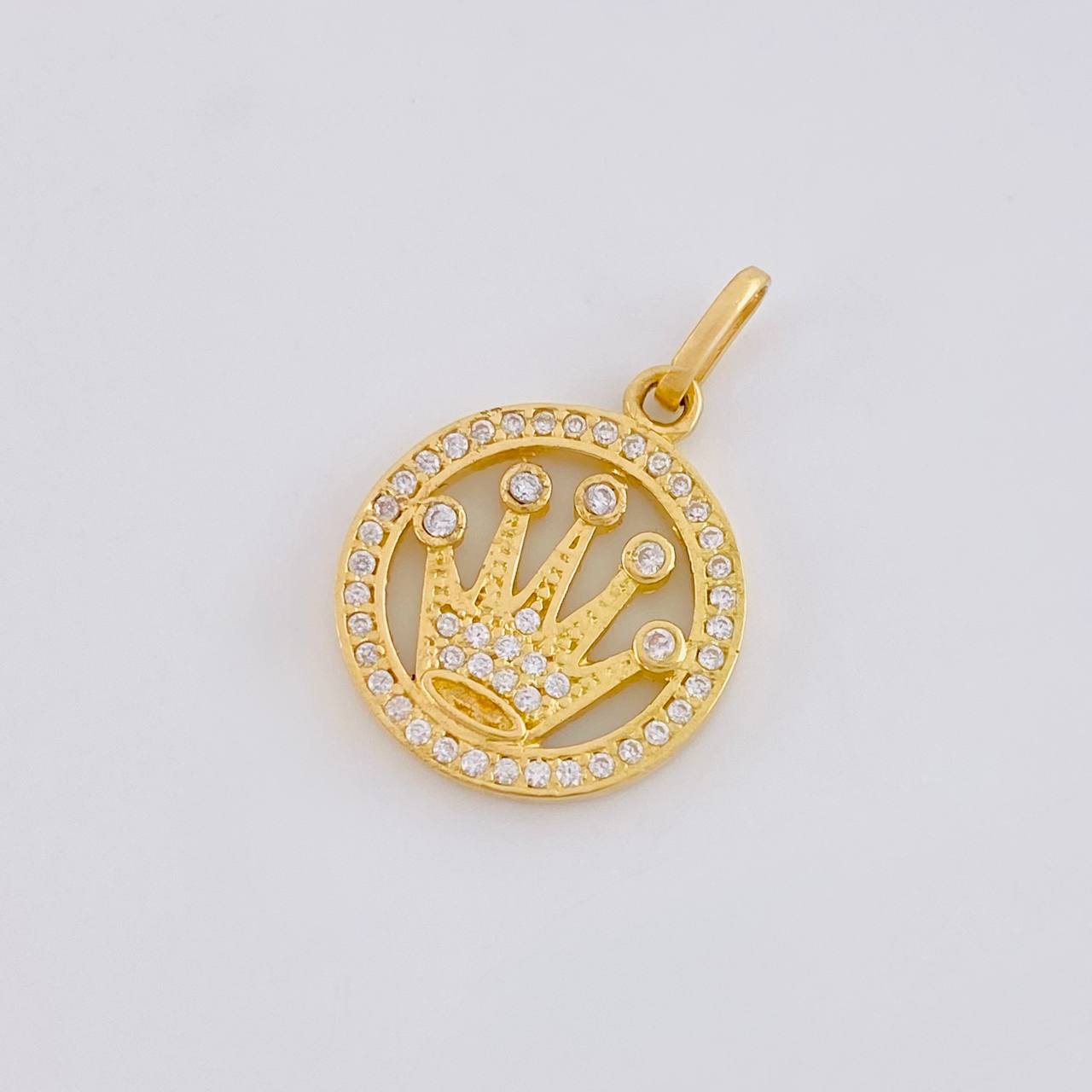 Dije Circular Corona Tupida 2.5g / 3/4 in Oro Amarillo 18K