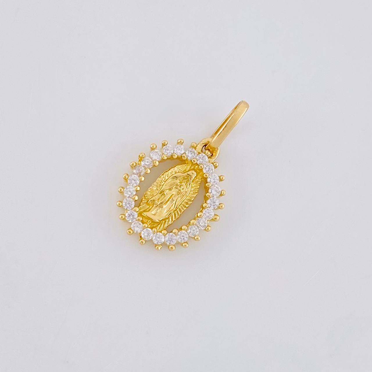 Dije Circular Chispa Virgen Guadalupe 1.35g / 3/4 in Oro Amarillo 18K