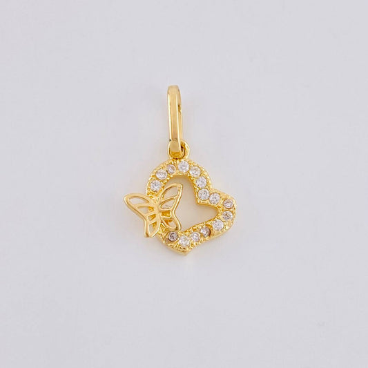 Dije Silueta Corazon Tupida Mariposa 1g / 1/2 in Oro Amarillo 18K