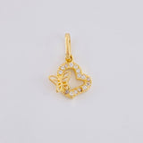 Dije Silueta Corazon Tupida Mariposa 0.95g / 1/2 in Oro Amarillo 18K