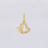 Dije Silueta Corazon Tupida Mariposa 1g / 1/2 in Oro Amarillo 18K