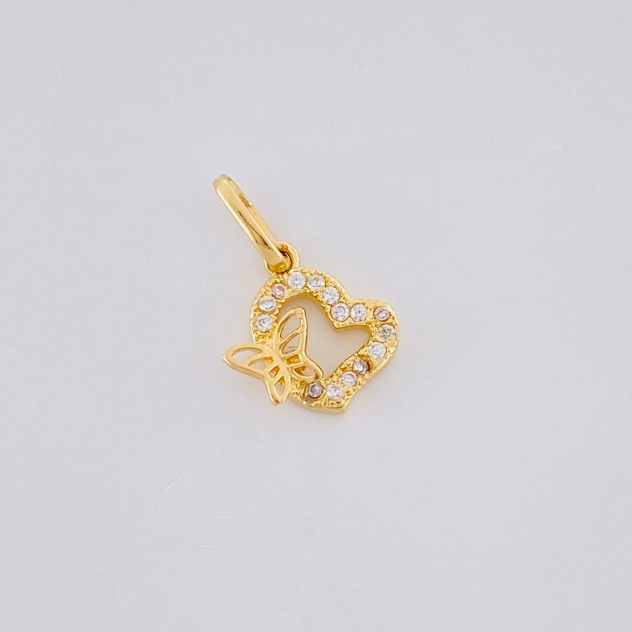 Dije Silueta Corazon Tupida Mariposa 1g / 1/2 in Oro Amarillo 18K