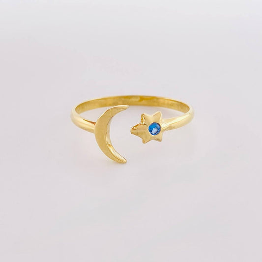 Anillo Luna Estrella 1.7g / T8 Oro Amarillo 18K