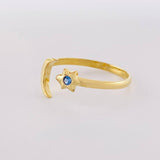 Anillo Luna Estrella 1.7g / T8 Oro Amarillo 18K