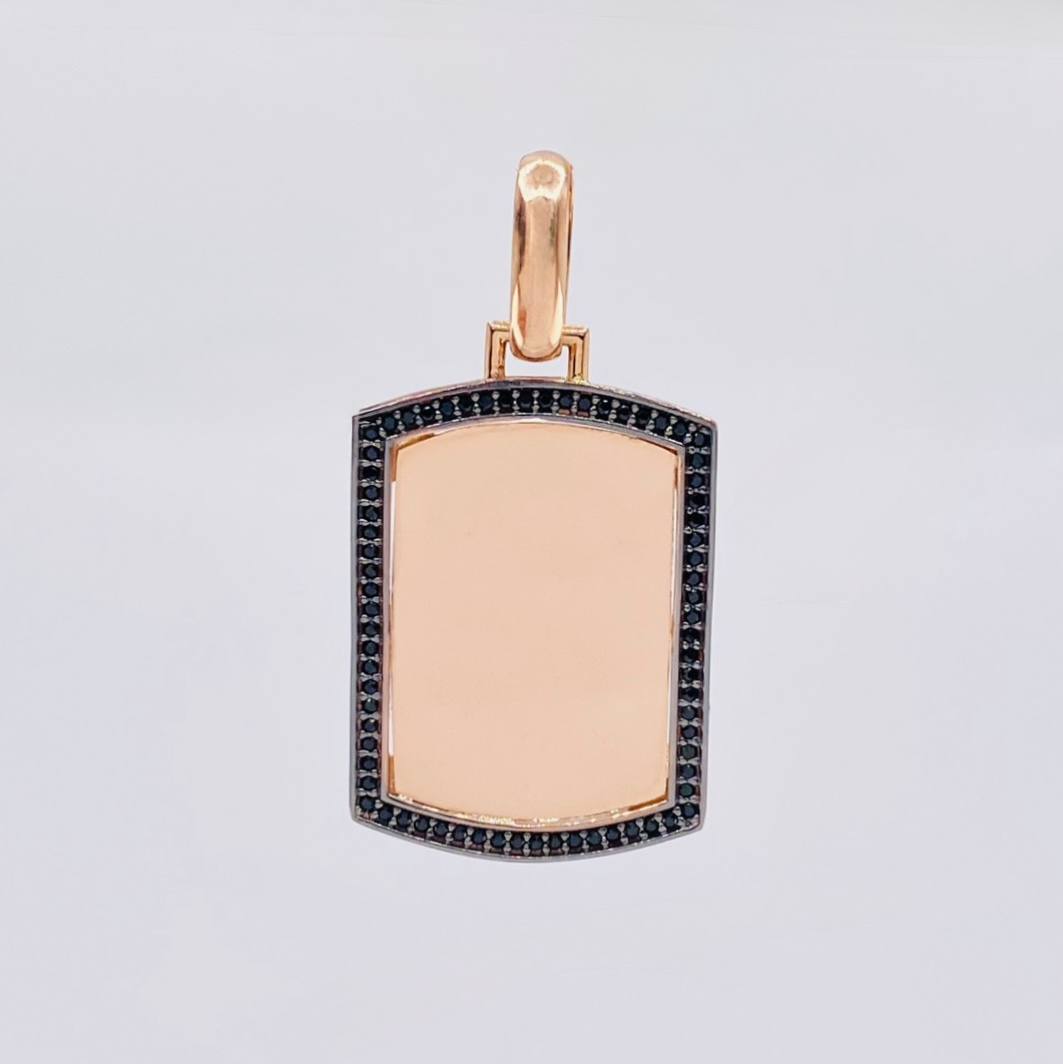 Dije Placa Rectangular Ovalada 6.15g / 1 3/4 in Oro Rosa 18K