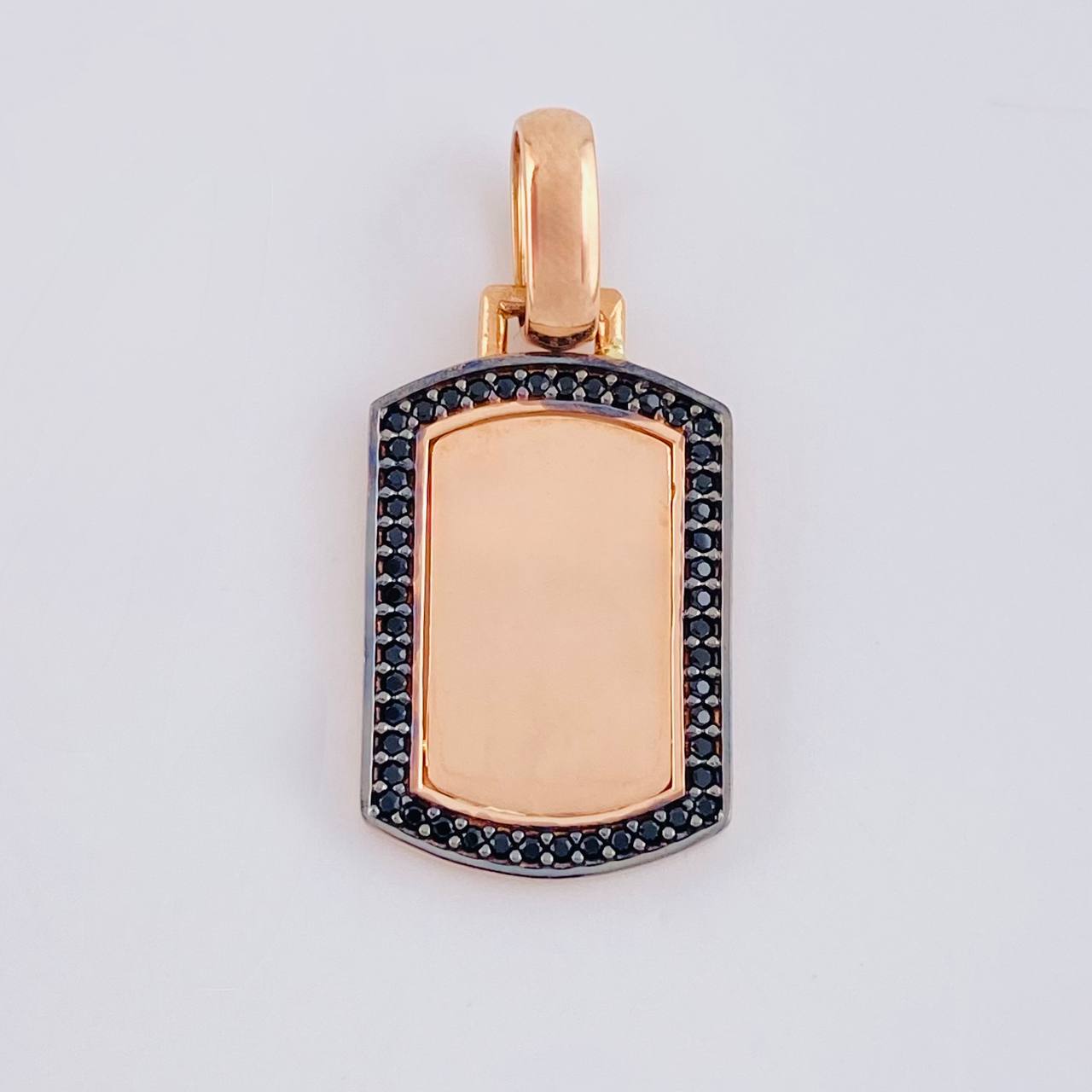Dije Placa Rectangular Ovalada 3.5g / 1 1/4 in Oro Rosa 18K