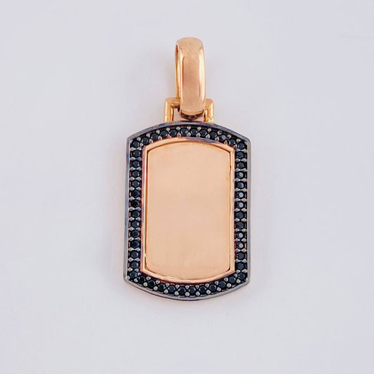 Pendant Rectangular Oval Plate 3.5g / 1 1/4 in 18K Rose Gold