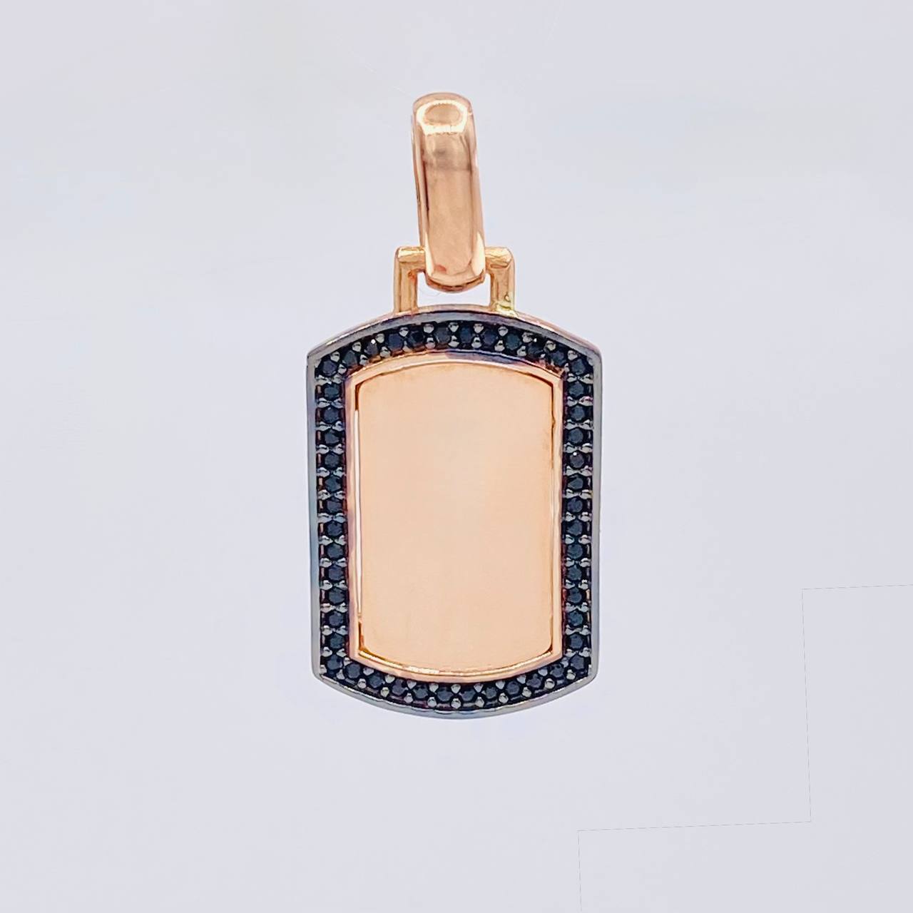 Dije Placa Rectangular Ovalada 3.5g / 1 1/4 in Oro Rosa 18K