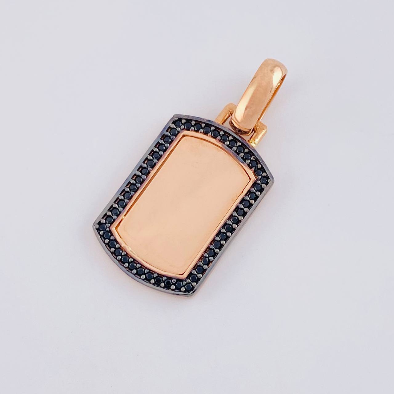 Dije Placa Rectangular Ovalada 3.5g / 1 1/4 in Oro Rosa 18K