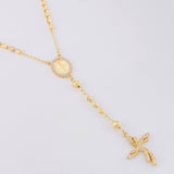 Rosario Virgen Milagrosa Cruz Diamantado 9.2g / 20 in / 3.4mm Oro Amarillo 18K