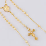 Rosario Virgen Milagrosa Cruz Cristo Diamantado 8.95g / 20 in / 3.4mm Oro Amarillo 18K