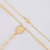 Rosario Virgen Milagrosa Cruz Cristo Diamantado 8.95g / 20 in / 3.4mm Oro Amarillo 18K
