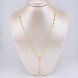 Rosario Virgen Milagrosa Cruz Cristo Diamantado 8.95g / 20 in / 3.4mm Oro Amarillo 18K