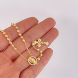 Rosario Virgen Guadalupe Cruz Cristo Diamantado 8.6g / 20 in / 3.4mm Oro Amarillo 18K